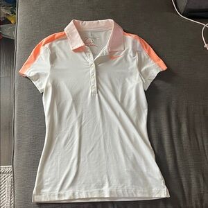 Nike Women's White and Orange Button Down Shirt